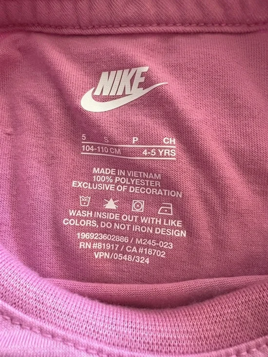 Nike Girls Rose Pink Long-Sleeve Tee with Neon Swoosh - Picture 5 of 6